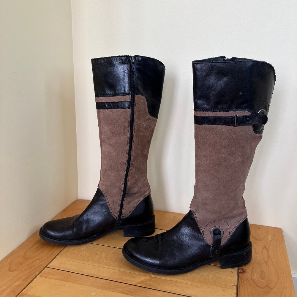 Donna Piu' Equestrian Riding Style Boots Two-Tone Leather & Suede Made in Italy